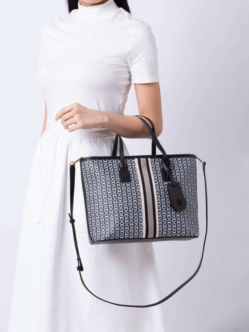 Jual TORY BURCH Gemini Link Canvas Small Tote in Black di Seller