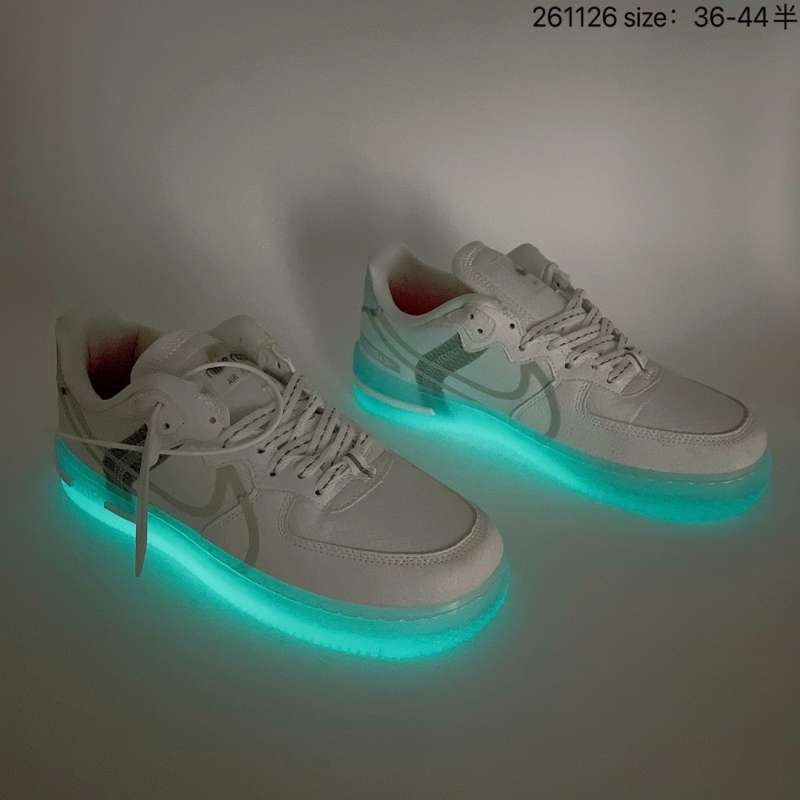 Predecir Falsificación Figura Jual Nike Air Force 1 react QS light bone ice white with light blue crystal  bottom and built-in srle unit are fresh. Nylon and suede materials are used  f di Seller SNK