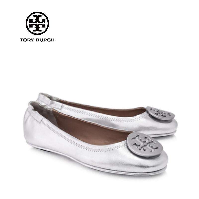 tory burch minnie travel ballet flat silver