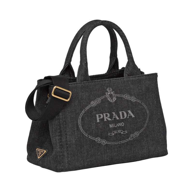 Promo Prada Denim Tote Bag Black di 