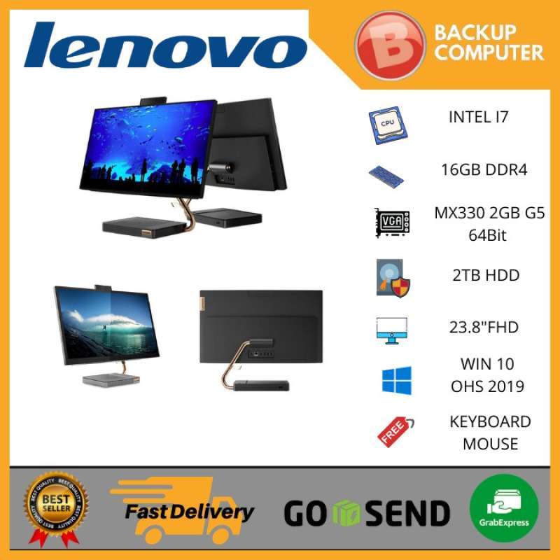LENOVO AIO 24IMB05 AIO i7 VGA Hybrid W10 Black (F0FB009QID)