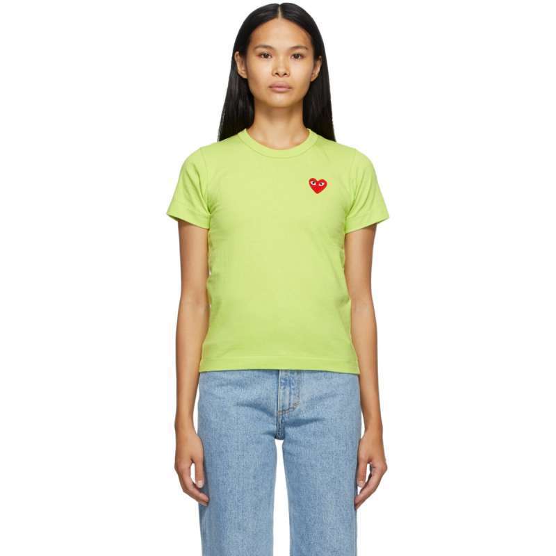 Promo Comme Des Garcons Play Red Emblem T-shirt Green Green S
