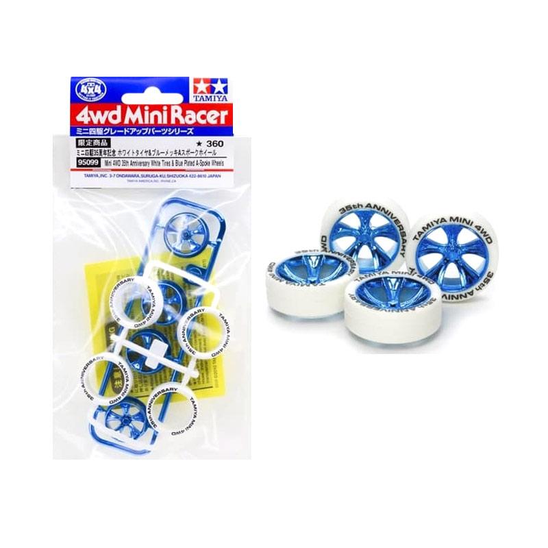 New Tamiya 95099 M4wd 35th Blue Plated Wheel /& White Tire