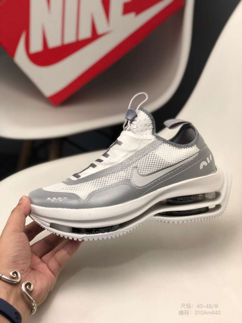 nike double stack mesh and leather sneakers