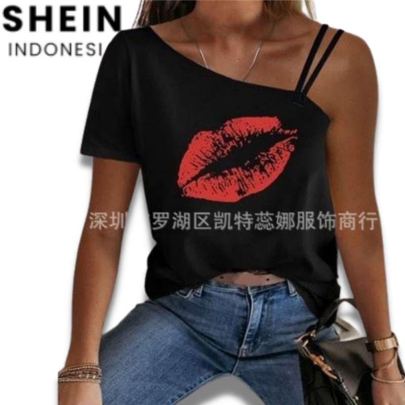 Jual SHEIN Lips Print Color blue Cold 
