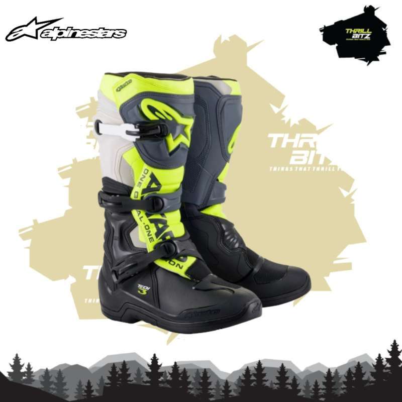 Botas Motocross Alpinestars TECH 3 Black/Gray/Yellow Fluo