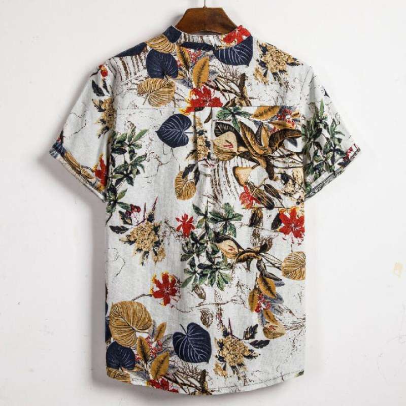 Jual Men Linen Short Sleeve Shirt 