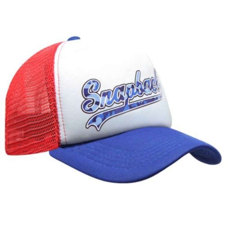 Promo Snapback Topi Trucker Dewasa Red Blue Logo Snapback Sambung
