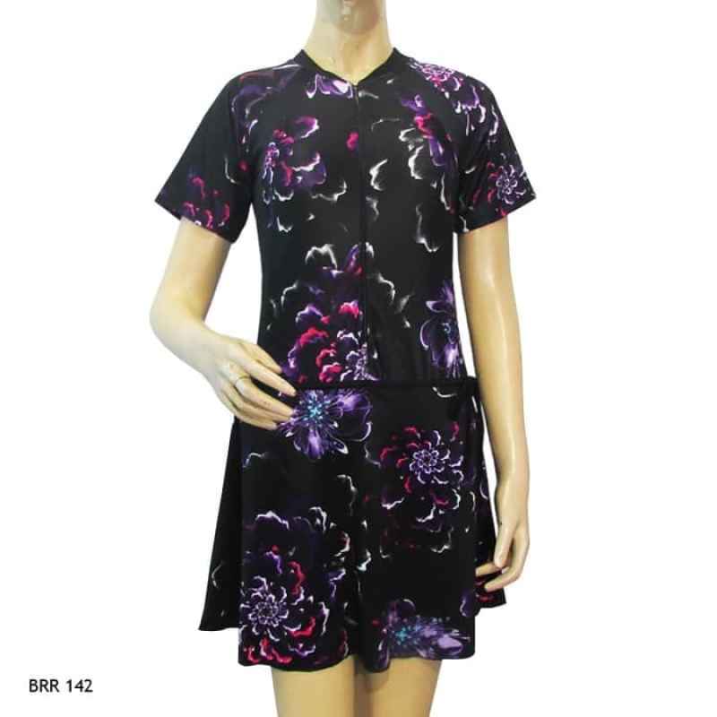 Jual Baju Renang Remaja Wanita Model Diving Rok Motif Bunga Hitam Ungu Online September 2020 Blibli Com