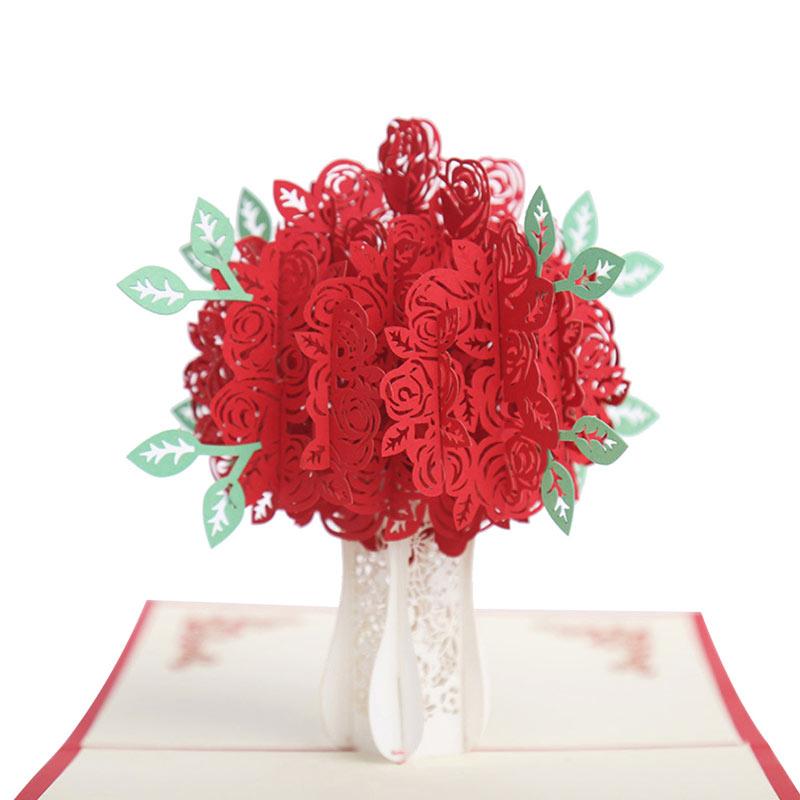 Jual Bluelans Sweet Rose Flower 3d Pop Up Greeting Card Anniversary Valentine S Day Gift Online Februari 2021 Blibli