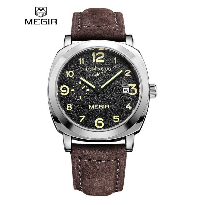 MEGIR 1046 Jam Tangan Pria Analog Chronograph Tali Kulit Luminous Anti Air Original