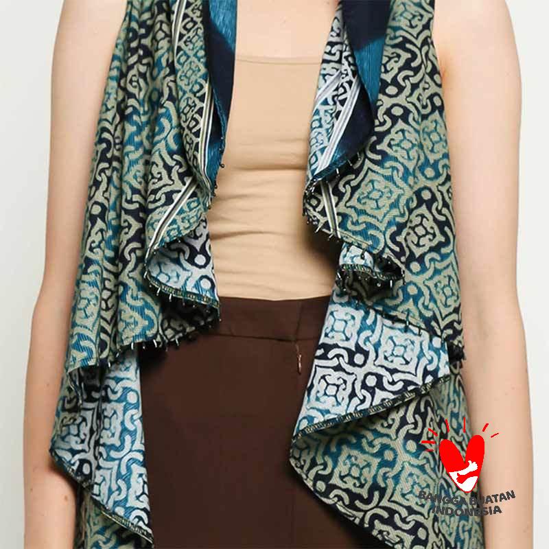 Jual Gesyal Crop Asimetris Cardigan Batik Wanita Hijau Online