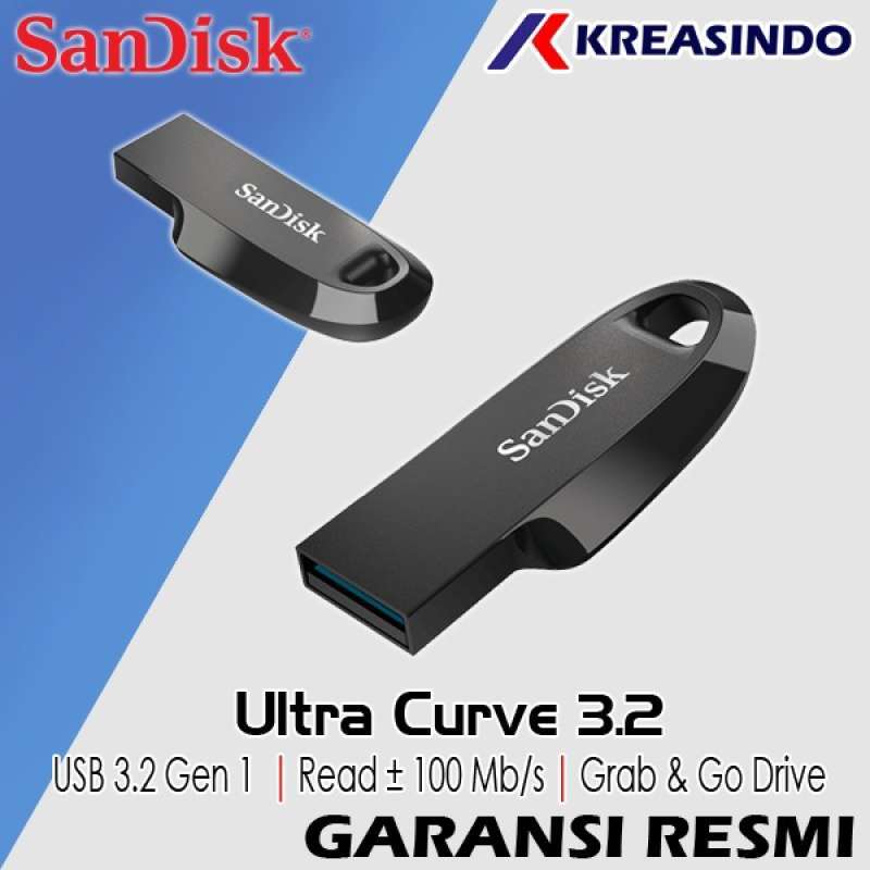 Jual SANDISK Ultra Curve USB 3.2 Flashdisk 32GB 64GB 128GB 256GB 512GB di  Seller KREASINDO ONLINE STORE - Mangga Dua Selatan, Kota Jakarta Pusat