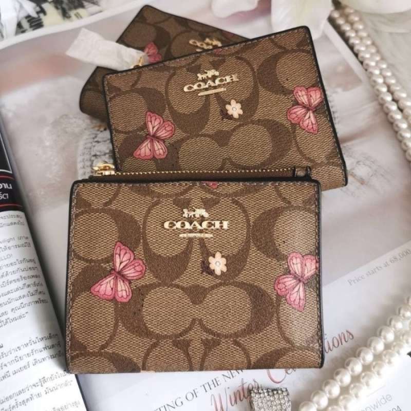 coach double zip wallet with butterfly print