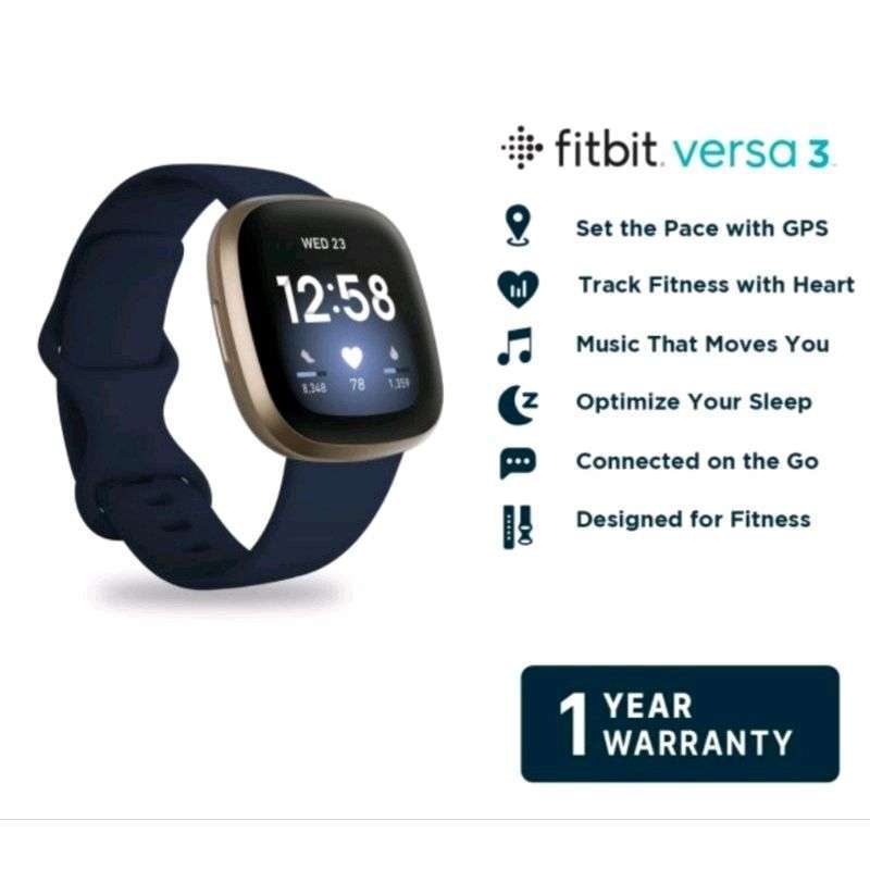 Jual Fitbit Versa Smartwatch Garansi Resmi Midnight Soft Gold