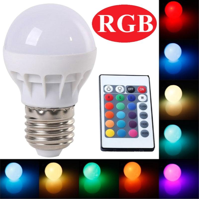 eds dimmable 16 color changing rgb lampara led bulb with ir remote controller 3 w