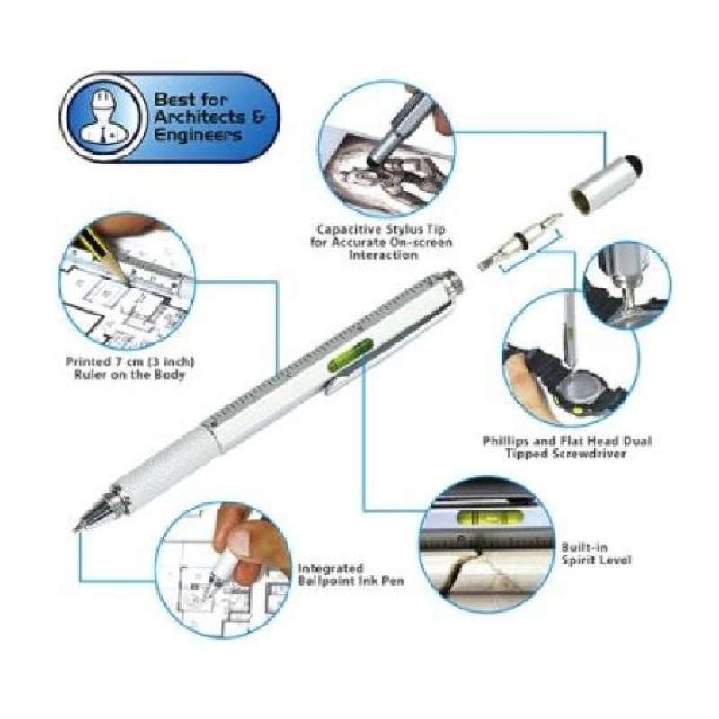 Jual Pulpen Multifungsi Multifunction Stylus Ruler Level