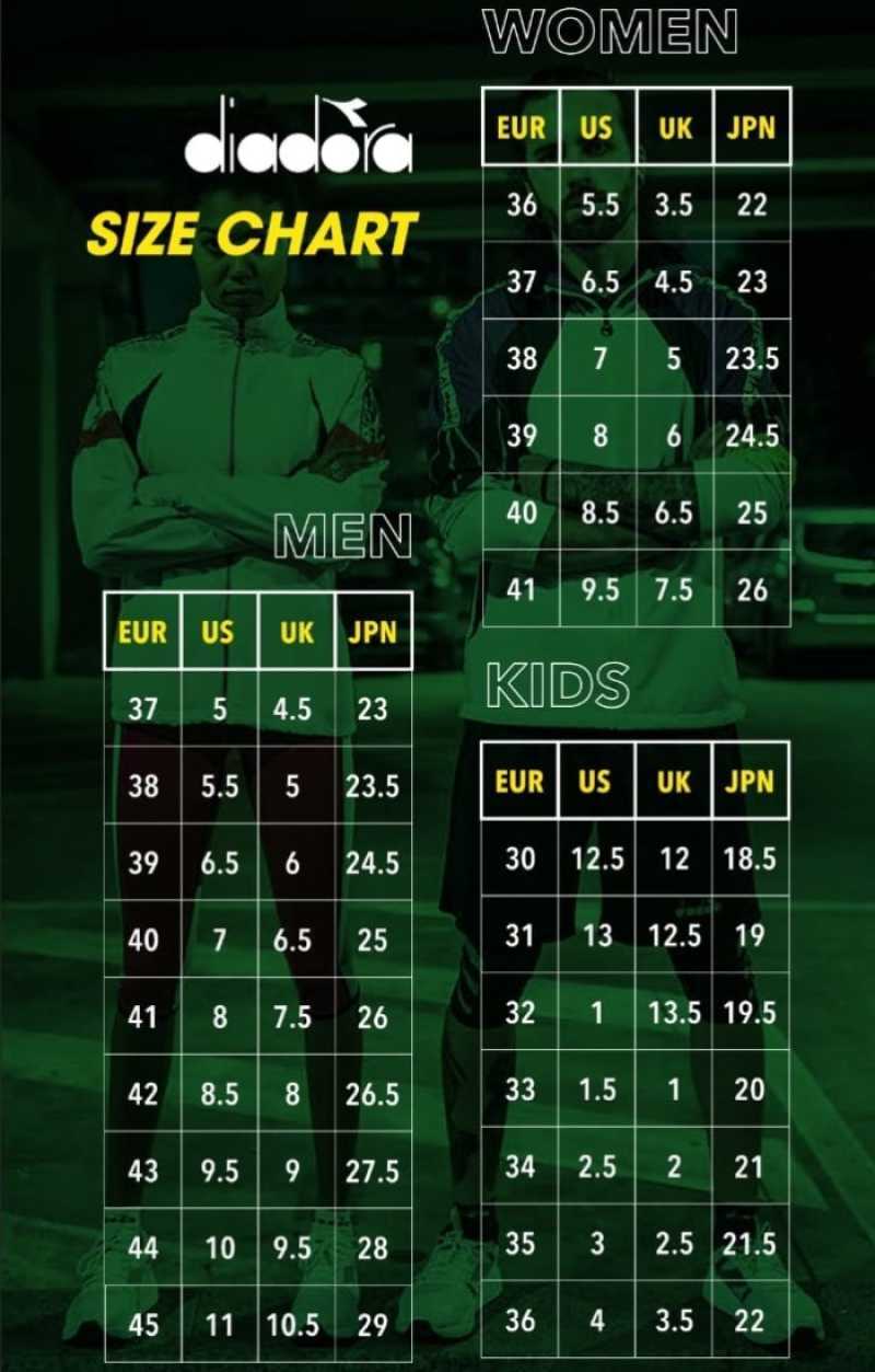 Size chart sepatu diadora new arrivals
