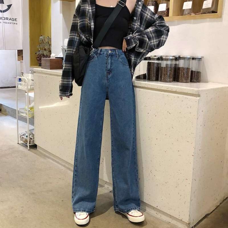Jual blue jeans high waist simple fashion korean style S125 L di