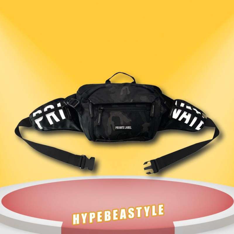 Jual TAS WAIST BAG PRIVATE LABEL BLACK GREY CAMO ORIGINAL ...