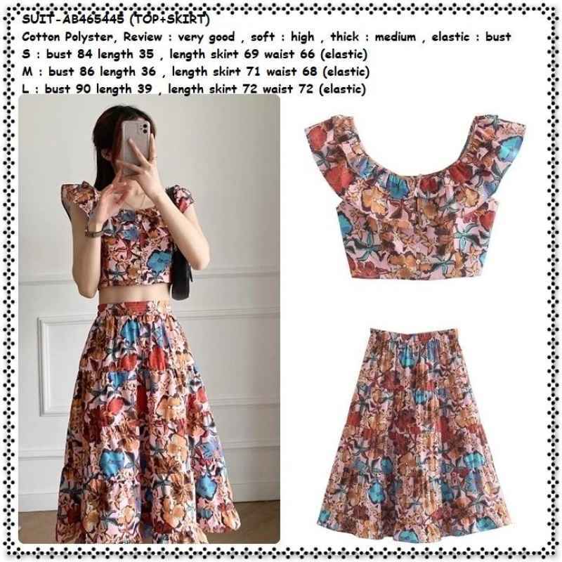 Jual Ab465445 Setelan Baju Atasan Bunga Crop Blouse Rok Midi Wanita Korea Di Seller Amelie Butik Wijaya Kusuma Kota Jakarta Barat Blibli