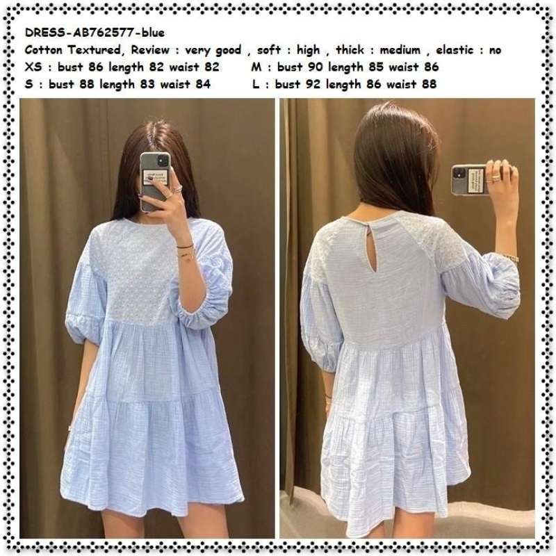 Jual Ab762577 Puff Mini Dress Lengan Balon Wanita Korea Import Biru Blue Di Seller Amelie Butik Wijaya Kusuma Kota Jakarta Barat Blibli