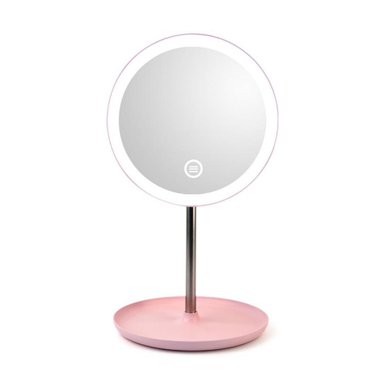 pink vanity mirror with lights