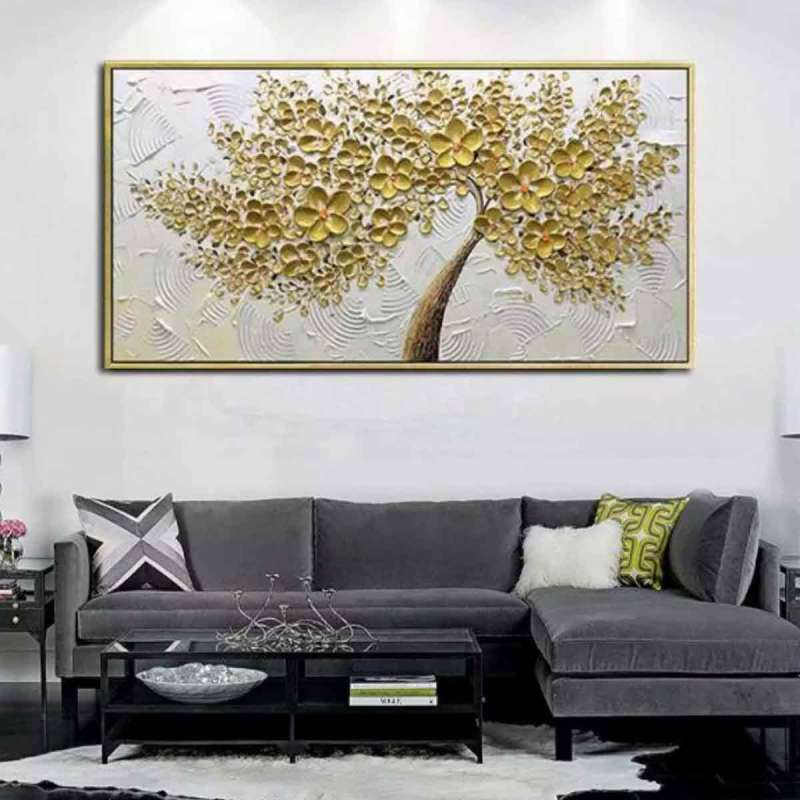 Jual Dimora Abstrak Bunga Sakura Seni Tangan Handmade Cat Minyak