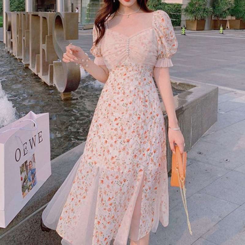 Promo Dress Korean Style Import Brukat Pink Wanita dress Bunga dress Korea dress Wanita midi Dress Diskon 18 Di Seller Lovalotta.id Cipedak Kota Jakarta Selatan Blibli