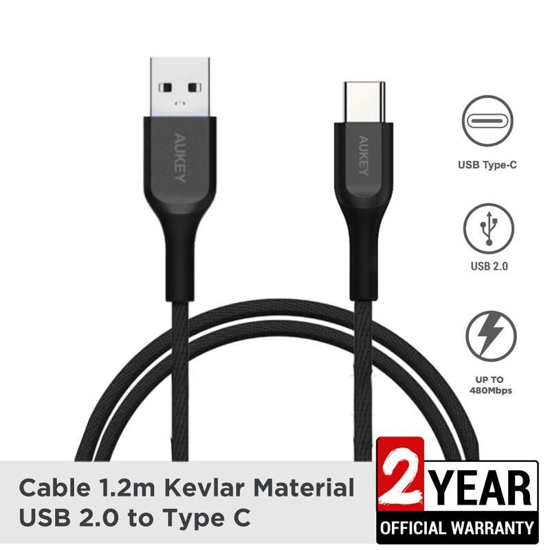 Jual Aukey 500412 Cable Usb A To Usb C Qc 3 0 Kevlar Cable 1 2 M