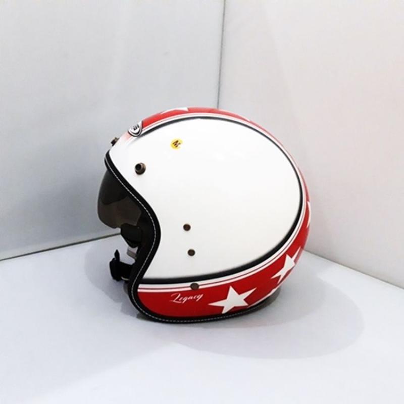 Promo Helm Zeus ZS 380 White K57 Red Half Face Retro White Red M