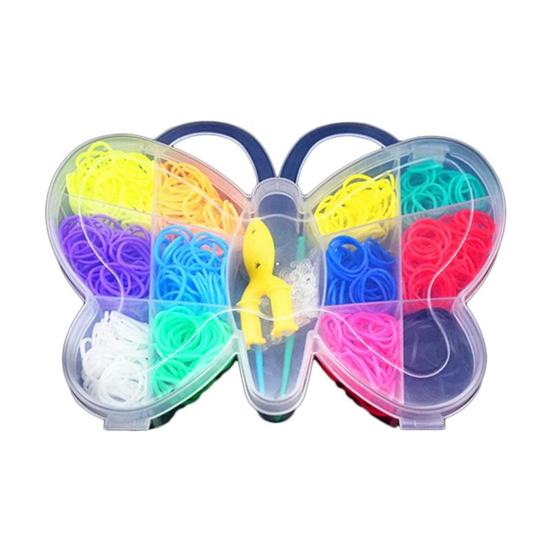 h ikea butterfly box diy rainbow bands loom bracelet wristband russia colorful rubber elastic bands children educational toy