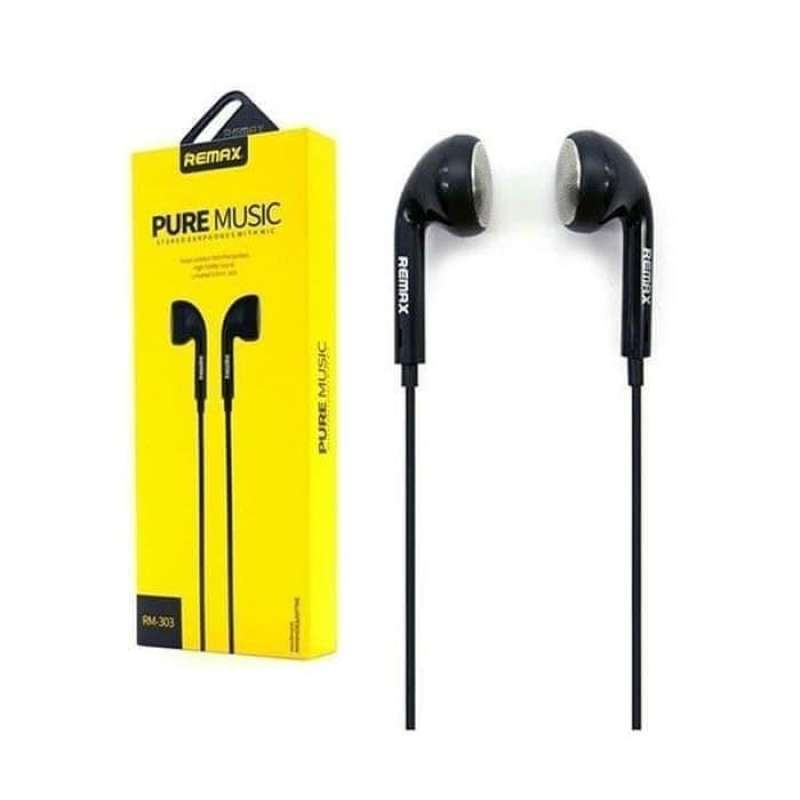 Promo Remax RM 303 Pure Music Stereo Earphone with Mic Hitam