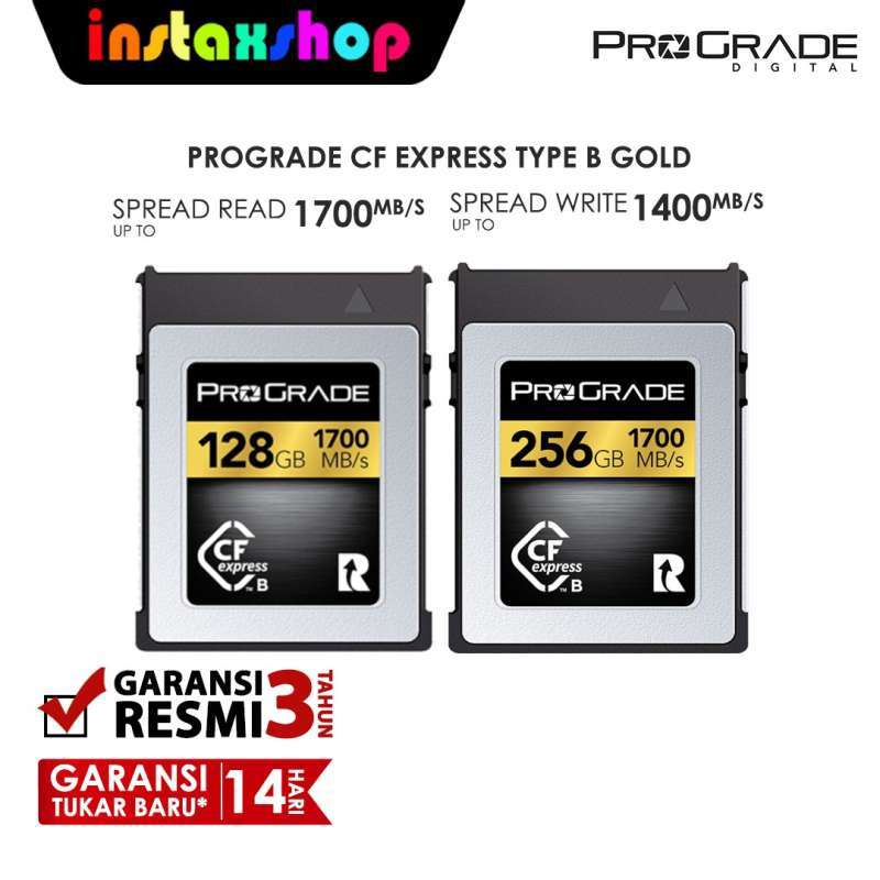 INSTAXSHOP PROGRADE MEMORY DIGITAL CFExpress Type B GOLD 128 & 256 GB  R1700mbps Write Up to 1400mbps