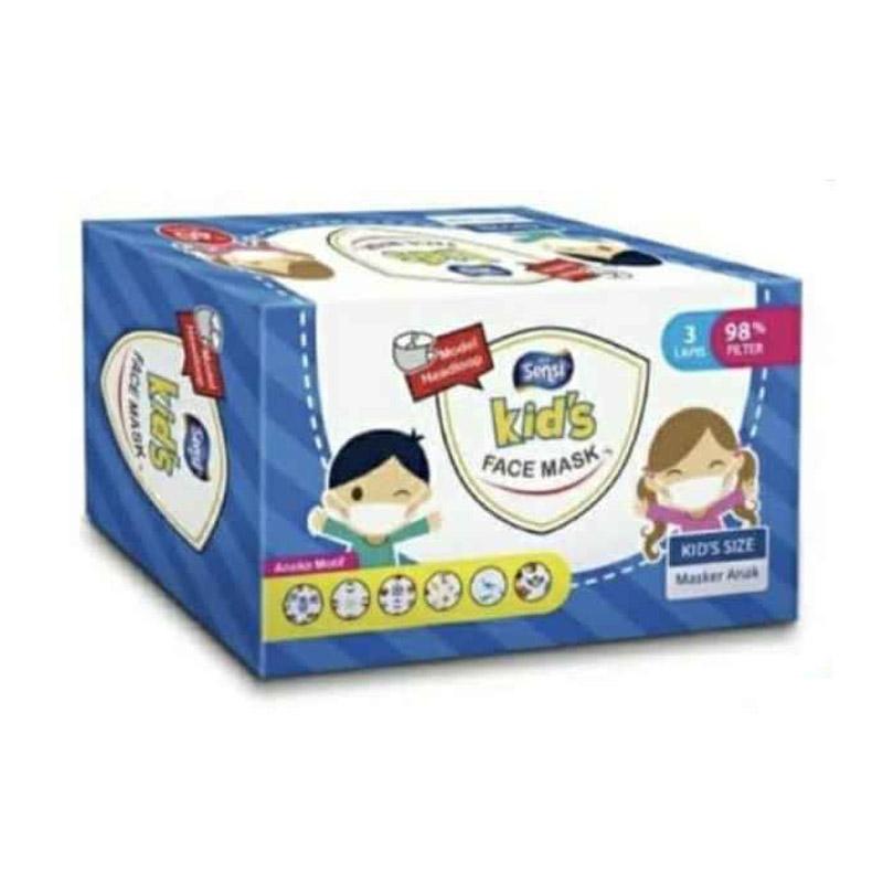 Jual Sensi Kids Model Headloop Face Mask Masker Anak 40 Pcs 1 Box Online Desember 2020 Blibli