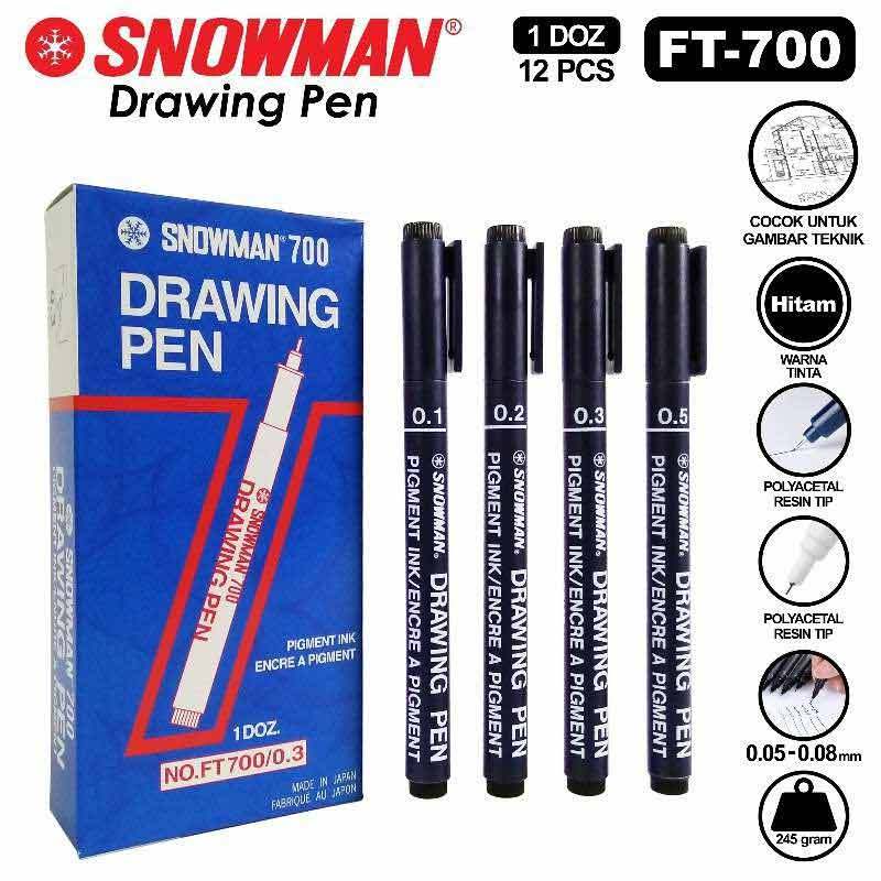 Jual Snowman Ft 700 Permanent Drawing Pen 0 2 Mm Online November 2020 Blibli