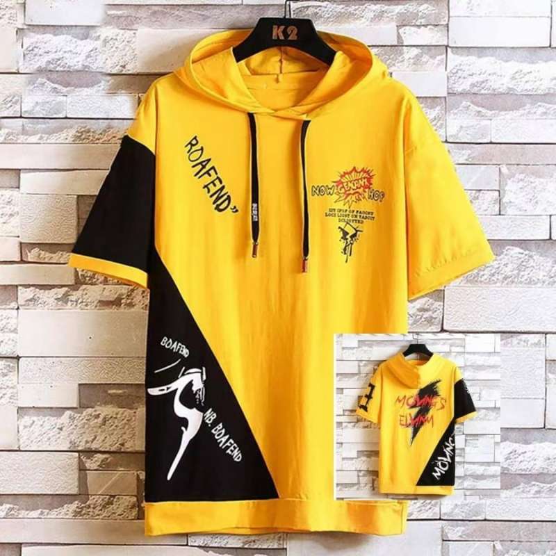 Jual Baju Kaos Hoodie Lengan Pendek Nefa Pria Murah S LD 102CM