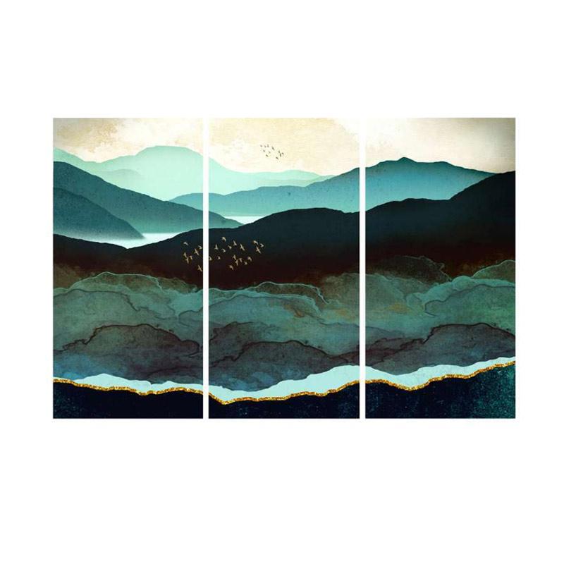 Jual Art Tho Nugget Horizon Wall Canvas Lukisan Digital Modern Puzzle 3 Panel Art Tho Dekorasi Dinding 60 X 30 3 Set Online Januari 2021 Blibli