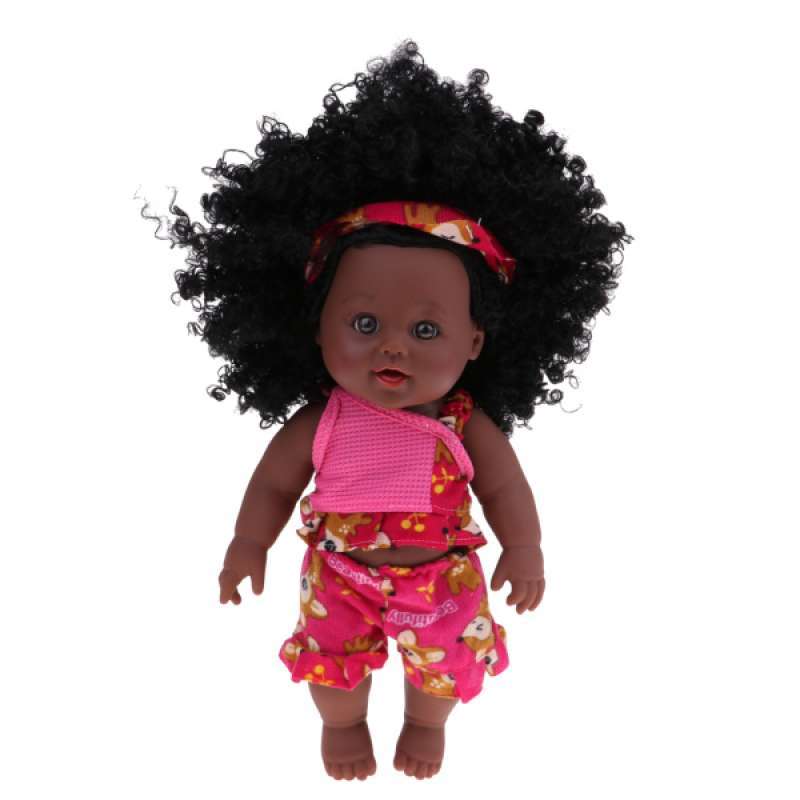 oem real life vinyl baby doll african american newborn girl baby doll toys with explosion curly hair 12 inch