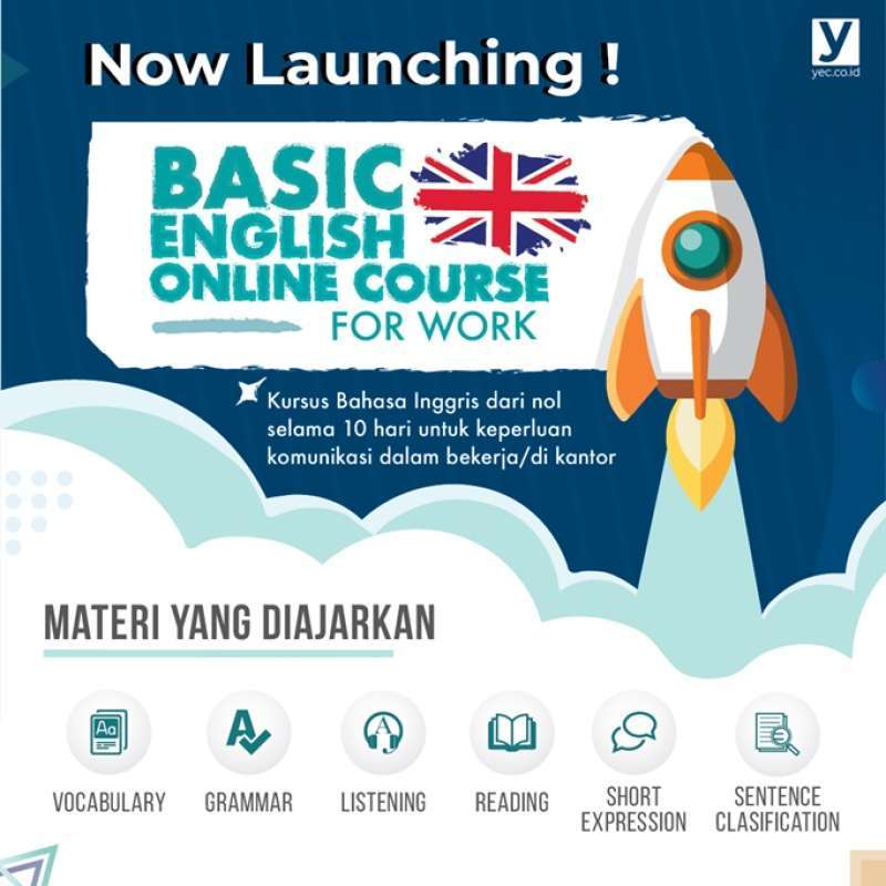 Promo YEC Kelas Online Bahasa Inggris Dasar Karyawan E-Tiket Kursus di Seller Yureka Education Center Official Store - Kab. Sleman, DI Yogyakarta | Blibli