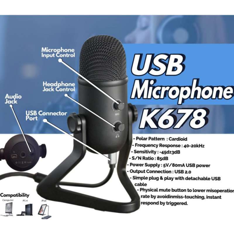 Jual Fifine K678 Mic Condenser Usb Mic Ps4 Gaming Youtuber Recording Zoom Murah Mei 2021 Blibli