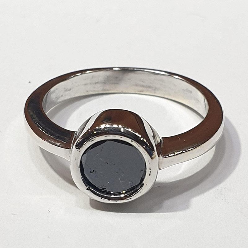 batu mas black diamond ring polos white gold 14k