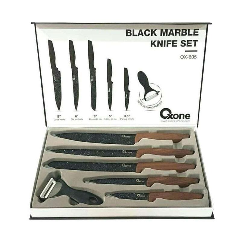 Jual Oxone Ox 605 Black Marble Knife Set Perlengkapan Dapur Online September 2020 Blibli Com