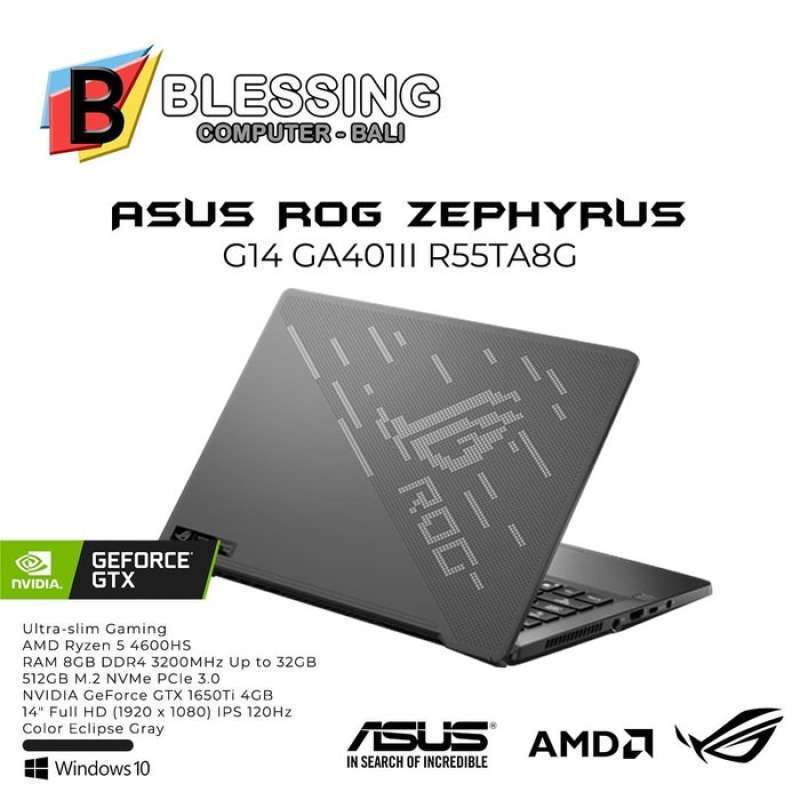 Jual Asus Rog Gaming Zephyrus G14 Ga401ii R55ta8g Amd Ryzen 5 4600hs 8gb 512gb Ssd Vga Gtx1650ti 4gb W10 Online November 2020 Blibli