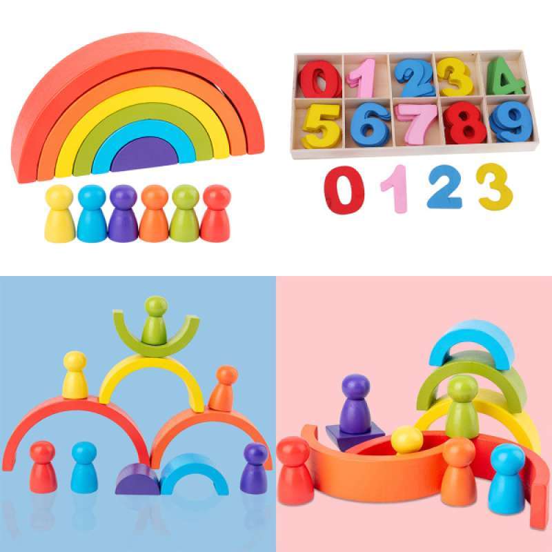 stacking rainbow blocks