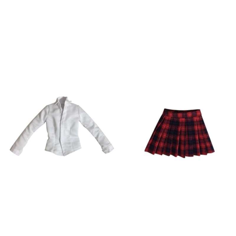 Set/2Pcs 1/6 Scale Mini Plaid Skirt Dress for 12" Action Figures Female Body 