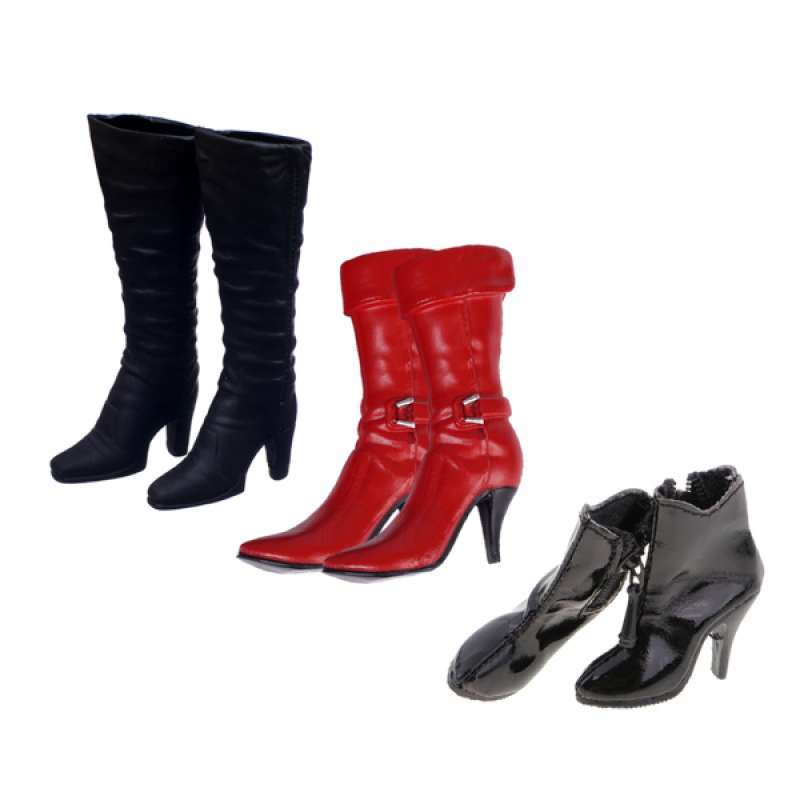 3 Pairs 1//6 Scale Female Boots High Heel Shoes for Kumik Toys 12in Action