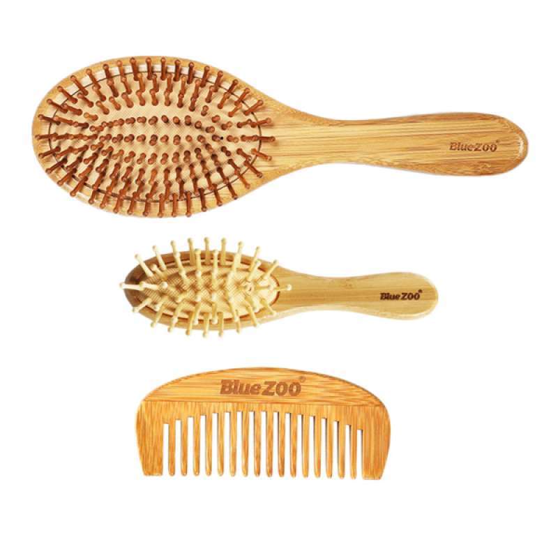 Promo 3 Style Natural Bamboo Wooden Hair Brush Air Cushion Comb Scalp  Massage Comb Set Diskon 29% di Seller Homyl - China | Blibli