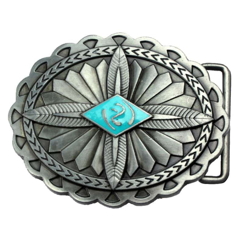 feathered indian belt buckle