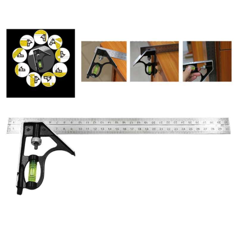 Engineer Measuring Tool Stainless Steel Combination Square Angle Ruler Set Metal Adjustable Combination Square Right Angle Ruler Engineer Measuring Tool Stainless Steel Combination Square Angle Ruler Set Metal Adjustable Combination Square Right Angle Ruler